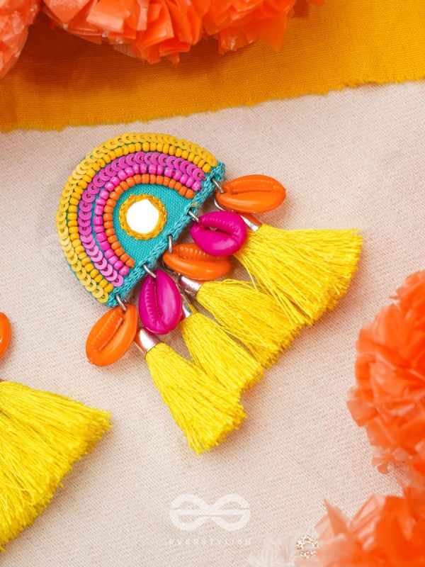 Inodaya- The Alluring Sunrise- Resham and Sequins Embroidered Earrings
