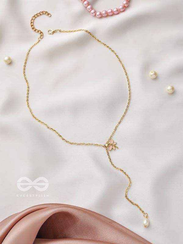 The Moth N Flame- Golden Embellished Necklace With Anti-Tarnish Coating 