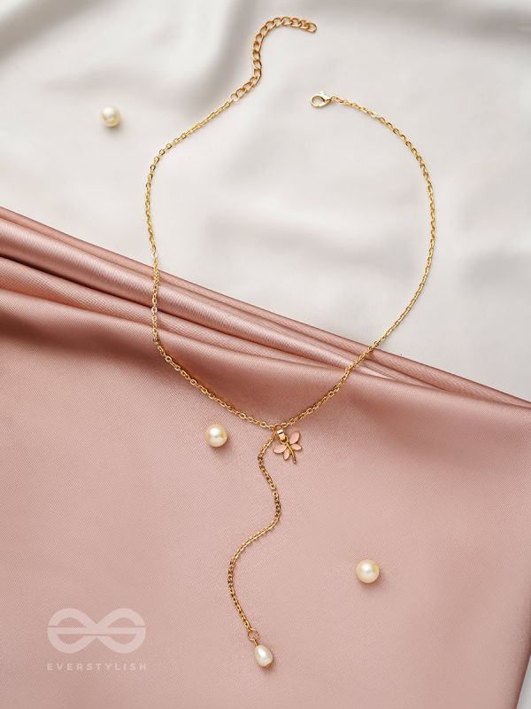 The Moth N Flame- Golden Embellished Necklace With Anti-Tarnish Coating 