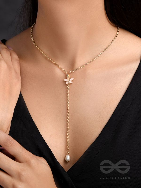 The Moth N Flame- Golden Embellished Necklace With Anti-Tarnish Coating 