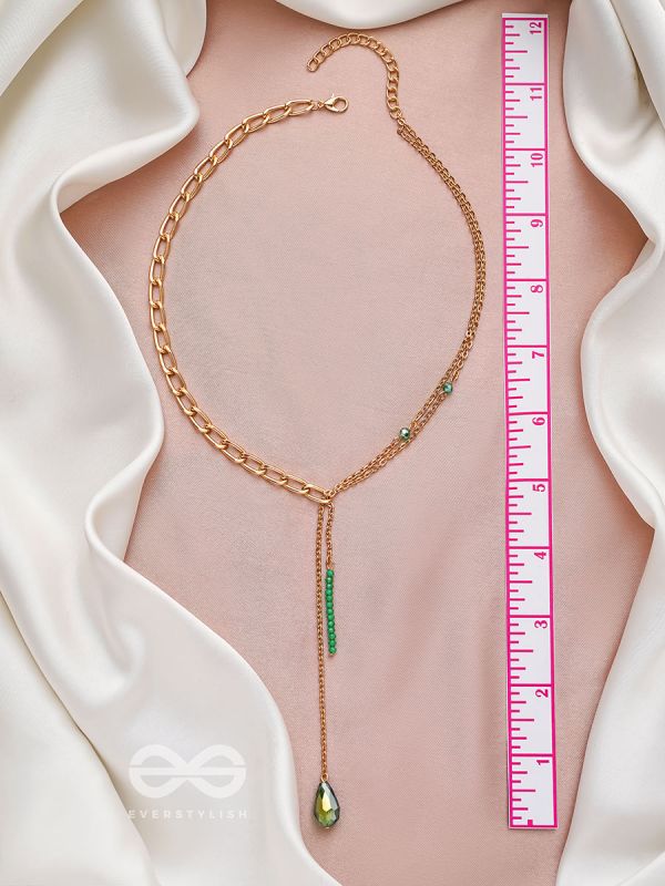 Drop In The Ocean- Golden Embellished Necklace With Anti-Tarnish Coating 