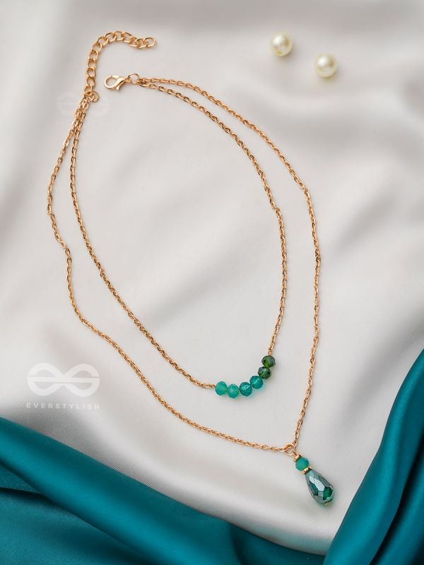The Sea Of Emeralds- Golden Embellished Necklace With Anti-Tarnish Coating