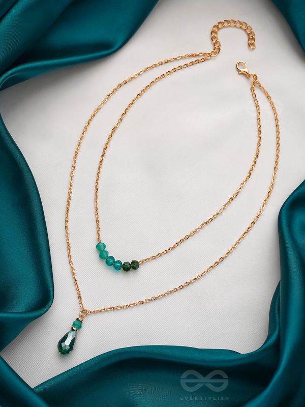 The Sea Of Emeralds- Golden Embellished Necklace With Anti-Tarnish Coating