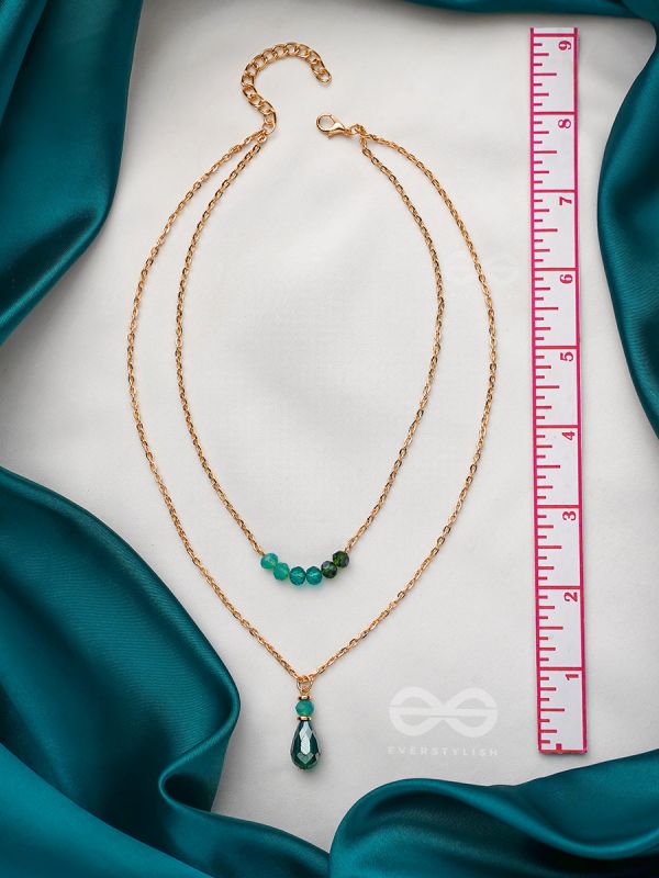 The Sea Of Emeralds- Golden Embellished Necklace With Anti-Tarnish Coating