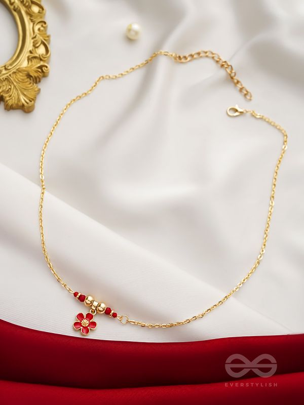 Rose N Thorns- Golden Embellished Necklace With Anti-Tarnish Coating 