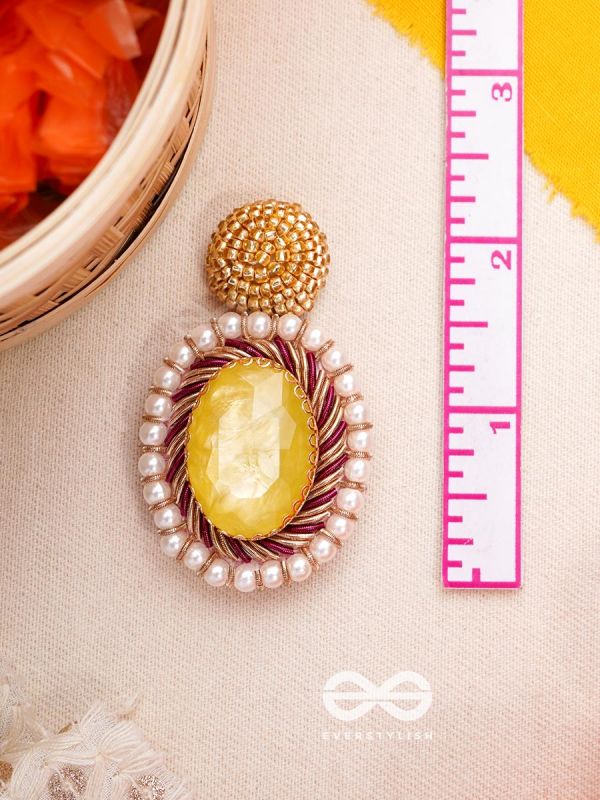 Kapisa - The Glorious Sun - Beads, Dabka And Stones Hand Embroidered Earrings