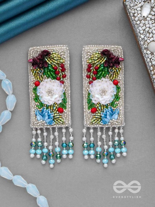 Devana- The Royal Garden- Sequins and Glass Beads Embroidered Earrings
