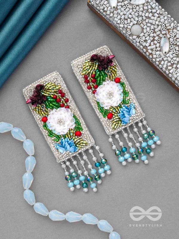 Devana- The Royal Garden- Sequins and Glass Beads Embroidered Earrings