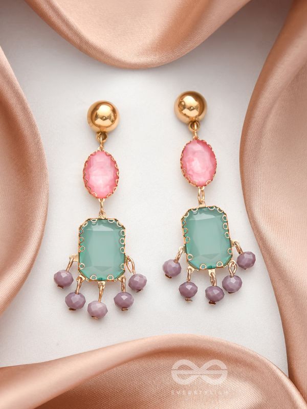 The Smoked Mirror- Golden Embellished Earrings