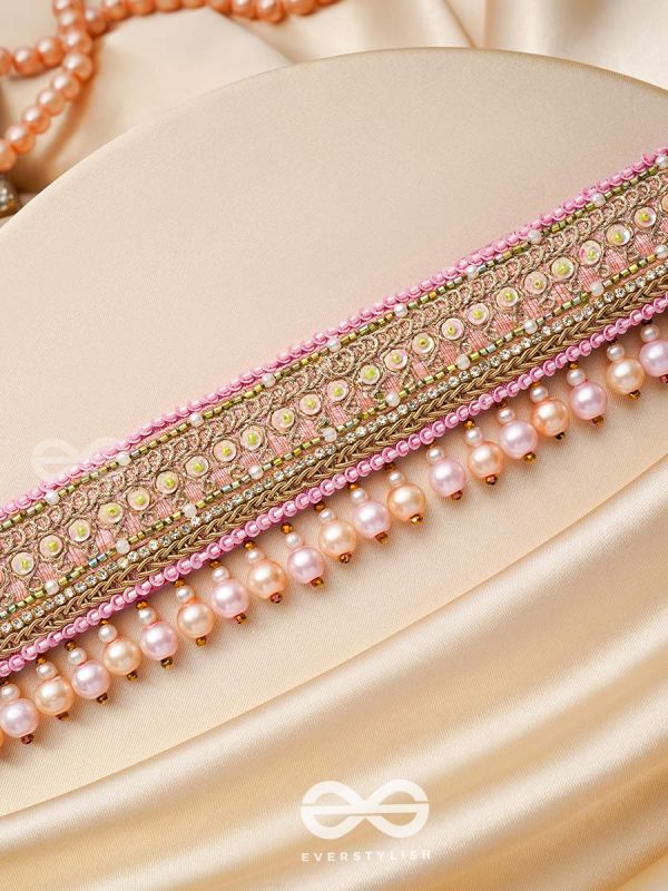 Architam- Beautifuly Decorated- Pearls, Lace and Sequins Embroidered Choker Necklace