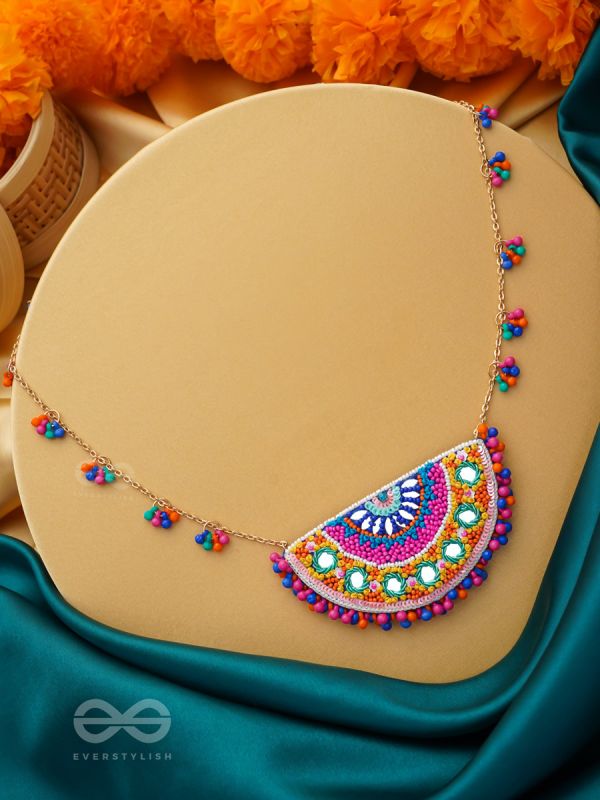 Aatapya - The Bright Sunshine - Mirrors, Resham And Beads Hand Embroidered Neckpiece
