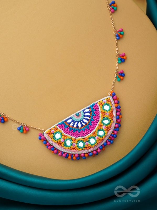 Aatapya - The Bright Sunshine - Mirrors, Resham And Beads Hand Embroidered Neckpiece