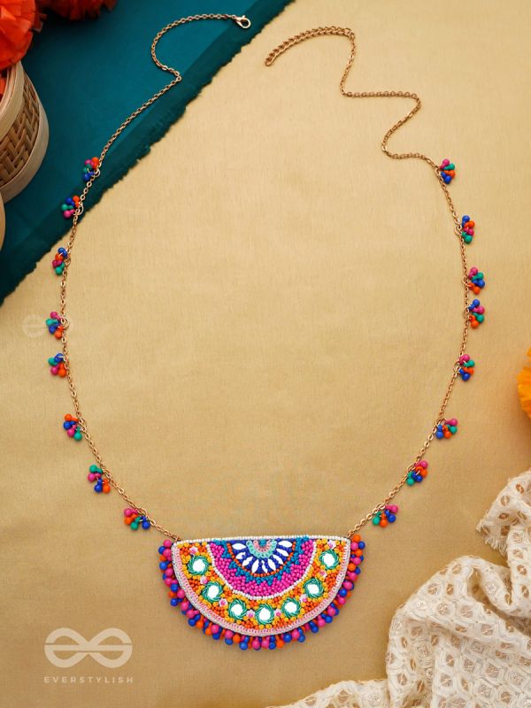Aatapya - The Bright Sunshine - Mirrors, Resham And Beads Hand Embroidered Neckpiece