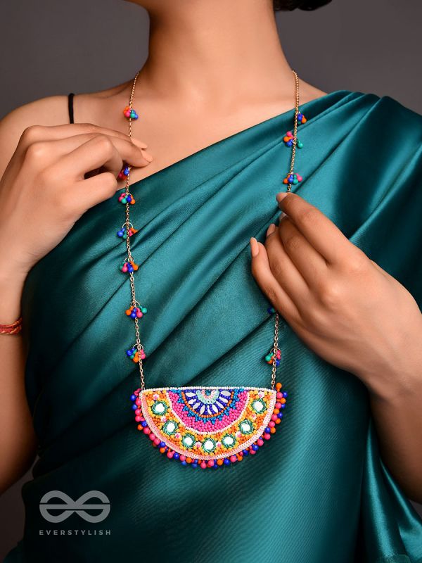 Aatapya - The Bright Sunshine - Mirrors, Resham And Beads Hand Embroidered Neckpiece
