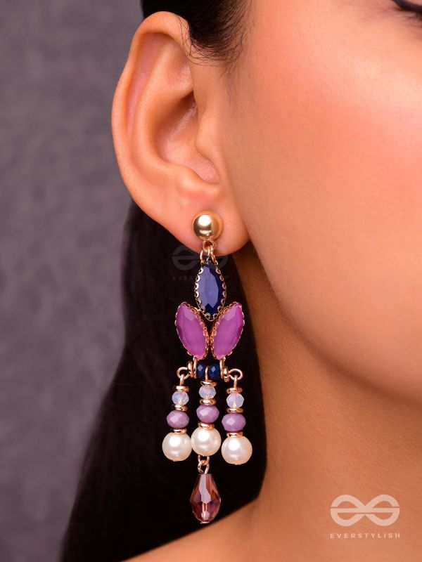 The Purple Heart- Golden Embellished Earrings