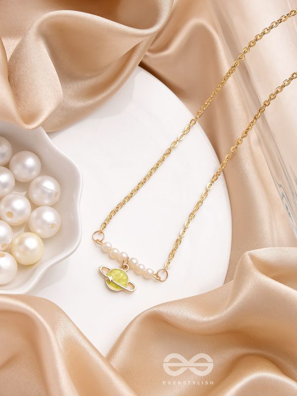 The Planet Crafter- Golden Embellished Necklace With Anti-Tarnish Coating 