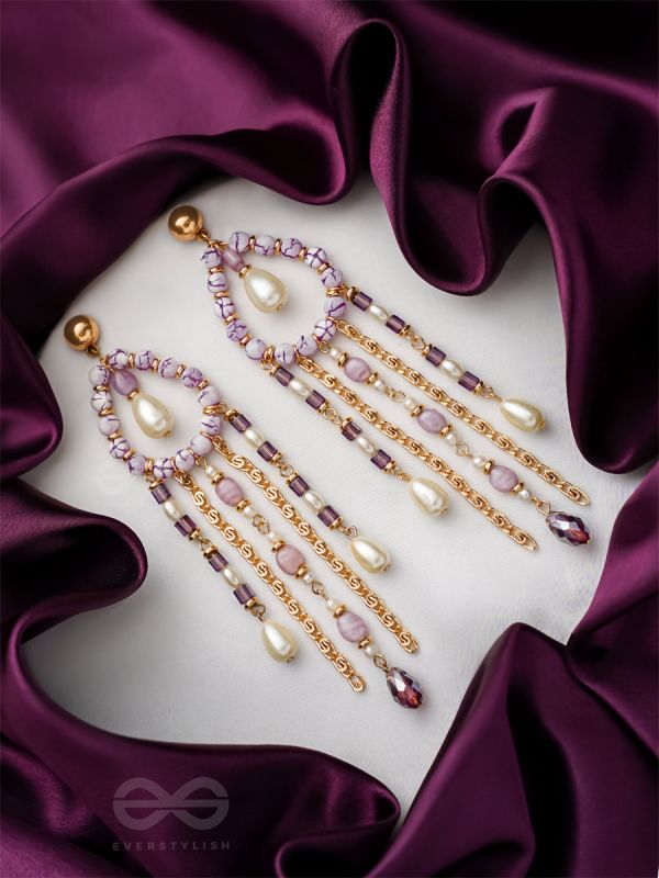 The Splashy Torrent - Golden Embellished Earrings