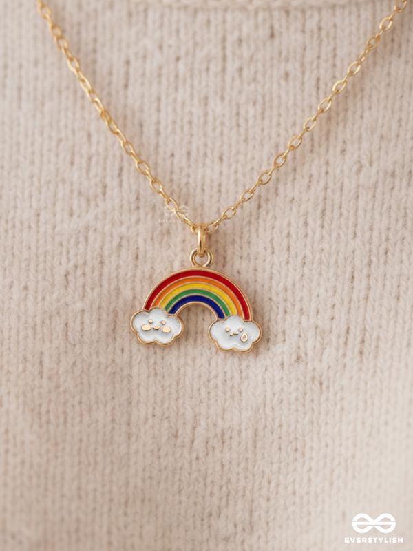 The Rainbow Colors- Golden Embellished Necklace With Anti-Tarnish Coating