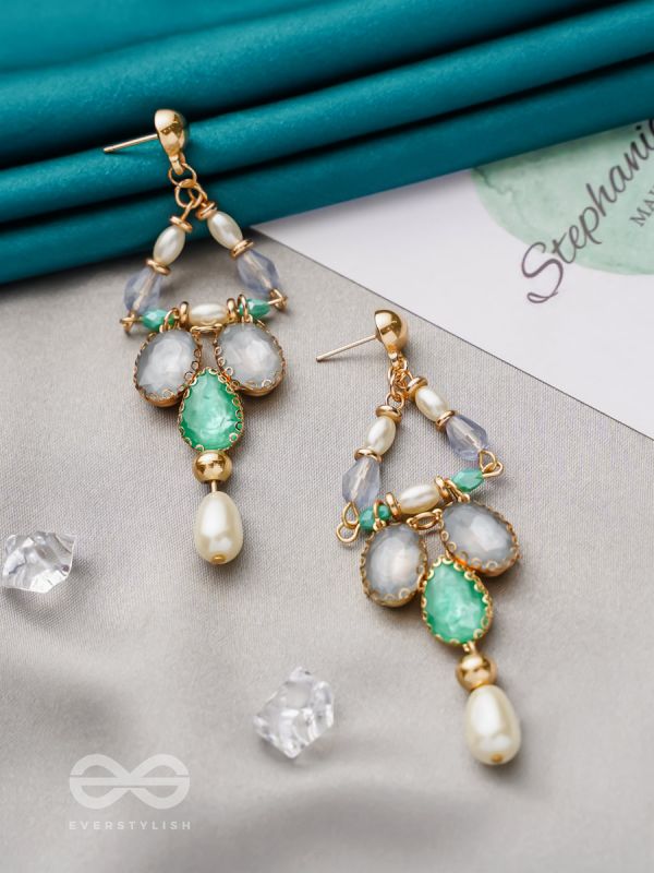 The Garden Swing- Golden Embellished Earrings