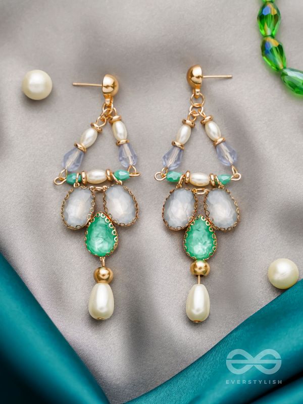 The Garden Swing- Golden Embellished Earrings