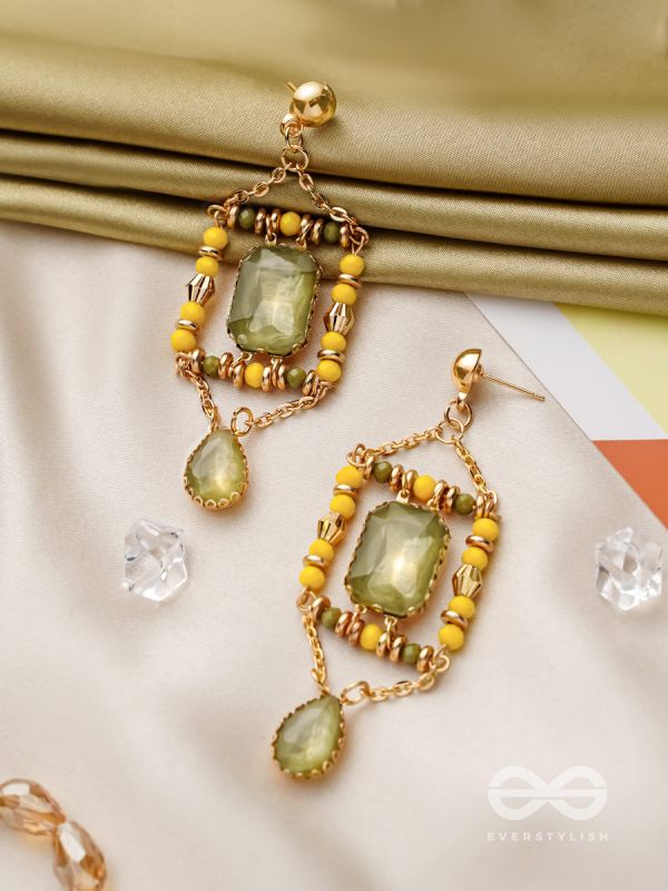 The Mirror Trap- Golden Embellished Earrings