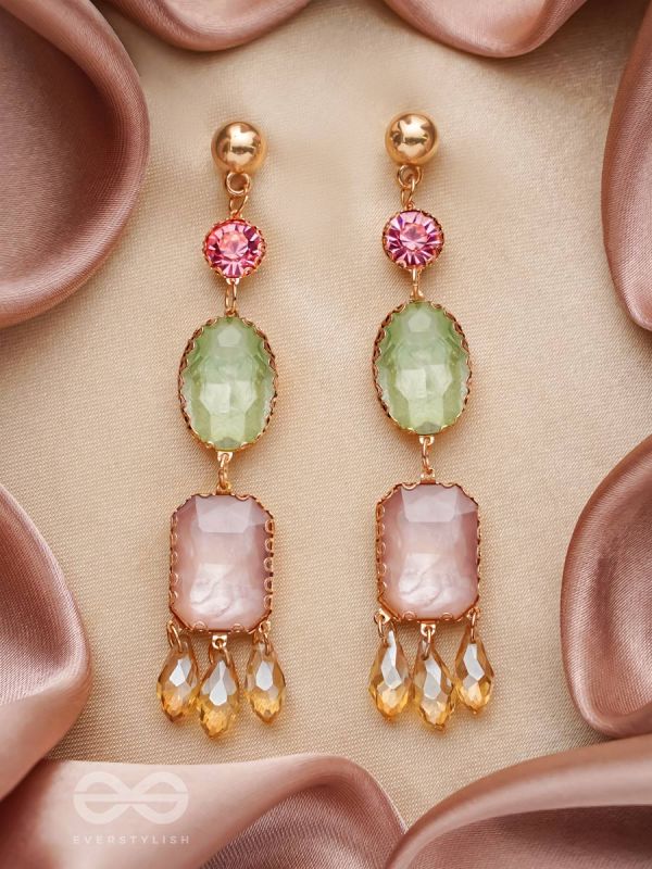 Thrice the Charm- Golden Embellished Earrings