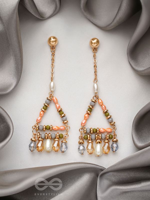 The Triangular Treasures- Golden Embellished Earrings
