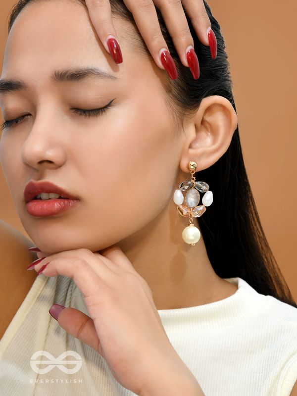 The Lily Pad- Golden Embellished Earrings