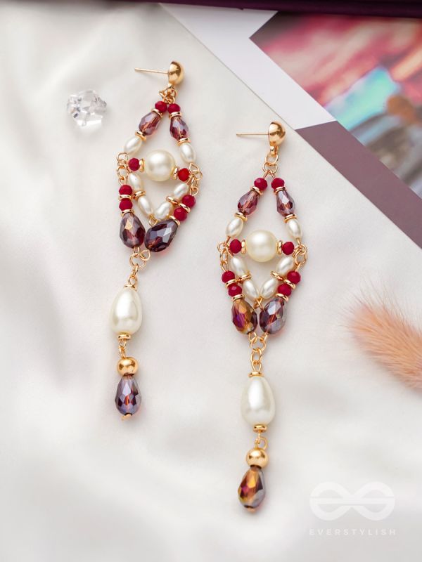 The Flower Swing- Golden Embellished Earrings