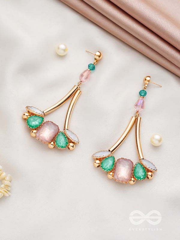 The Drooping Floret- Golden Embellished Earrings