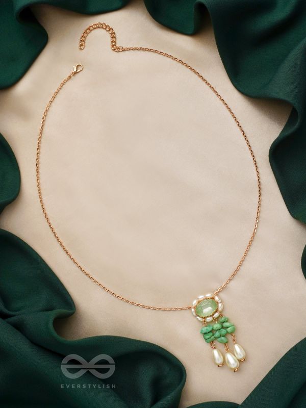 The Olive Garden- Golden Embellished Necklace With Anti-Tarnish Coating 