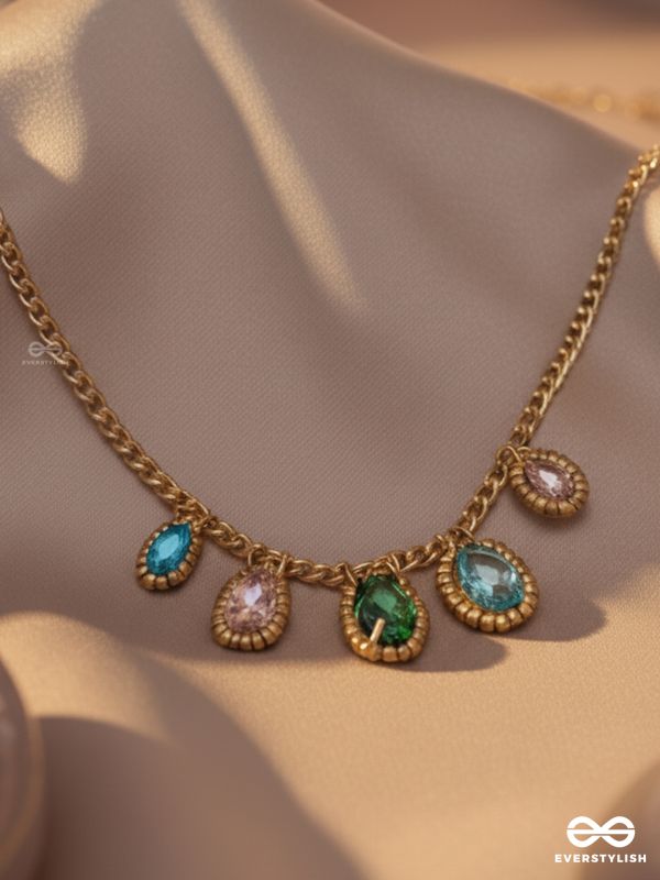 The Shining Stars- Golden Embellished Necklace With Anti-Tarnish Coating 