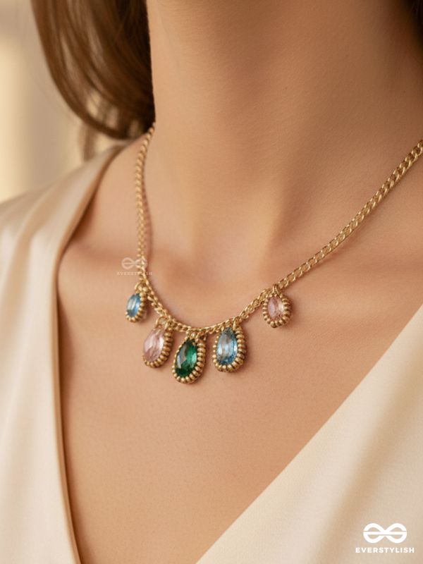 The Shining Stars- Golden Embellished Necklace With Anti-Tarnish Coating 