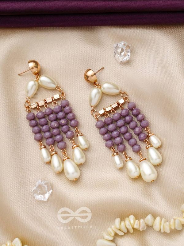The Violet Paradise- Golden Embellished Pearl Earrings