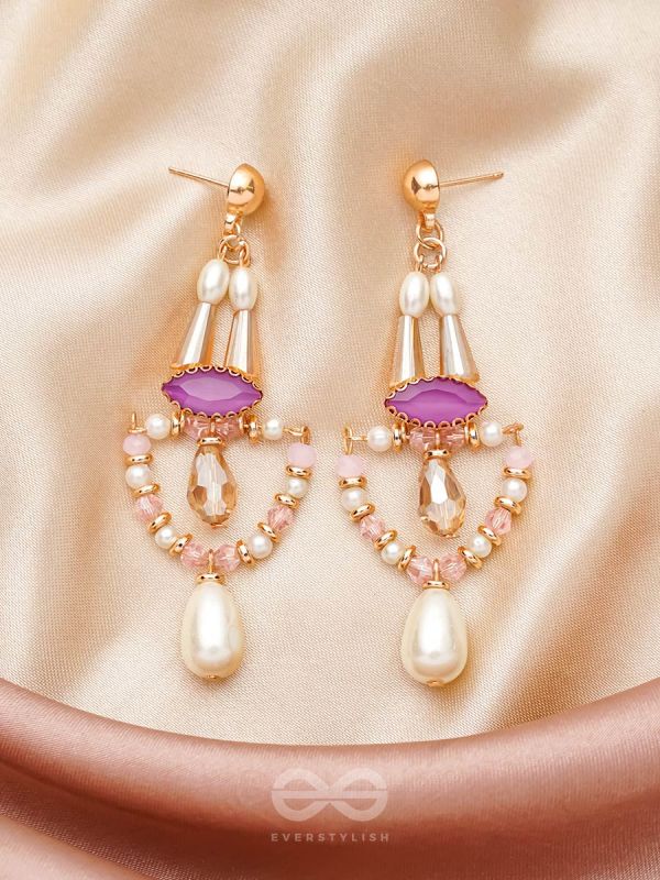 The Pearly Lilypad- Golden Embellished Earrings