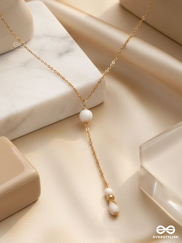 The Pearl Shower- Golden Embellished Necklace With Anti-Tarnish Coating 