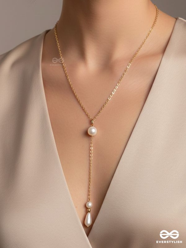 The Pearl Shower- Golden Embellished Necklace With Anti-Tarnish Coating 