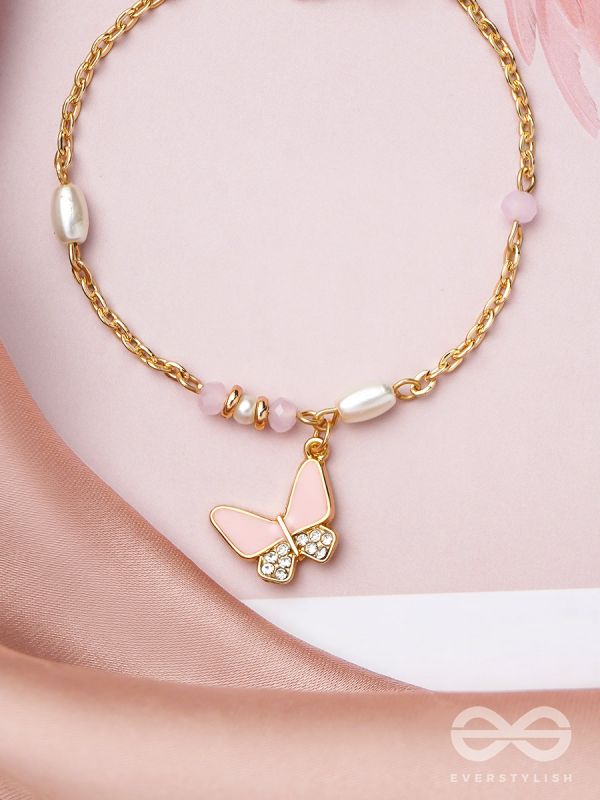 The Butterfly Flutter- Golden Pearl Bracelet