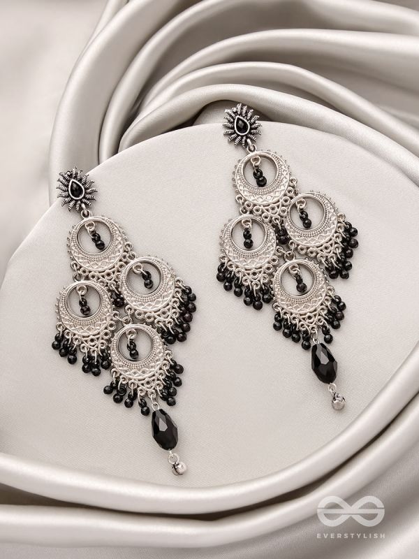 The Regal Chandelier- Oxidised Embellished Earrings