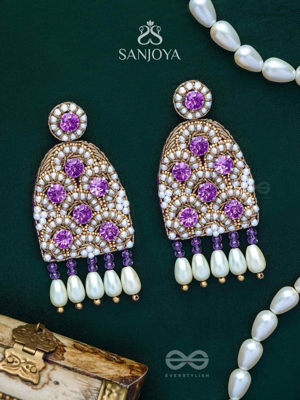 Urvya- The Beautiful Lakes- Pearls & Stones Embroidered Earrings