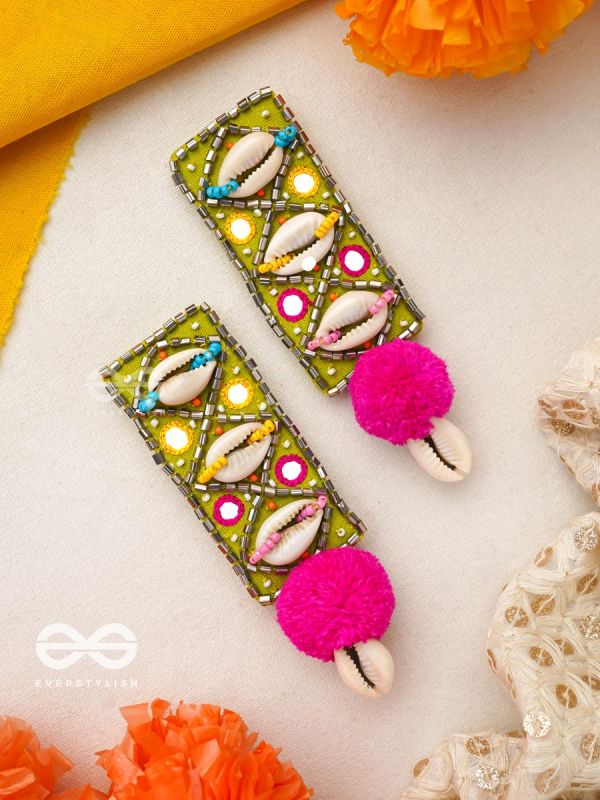 Peshika- The Shimmering Shells- Mirrors & Resham Embroidered Earrings