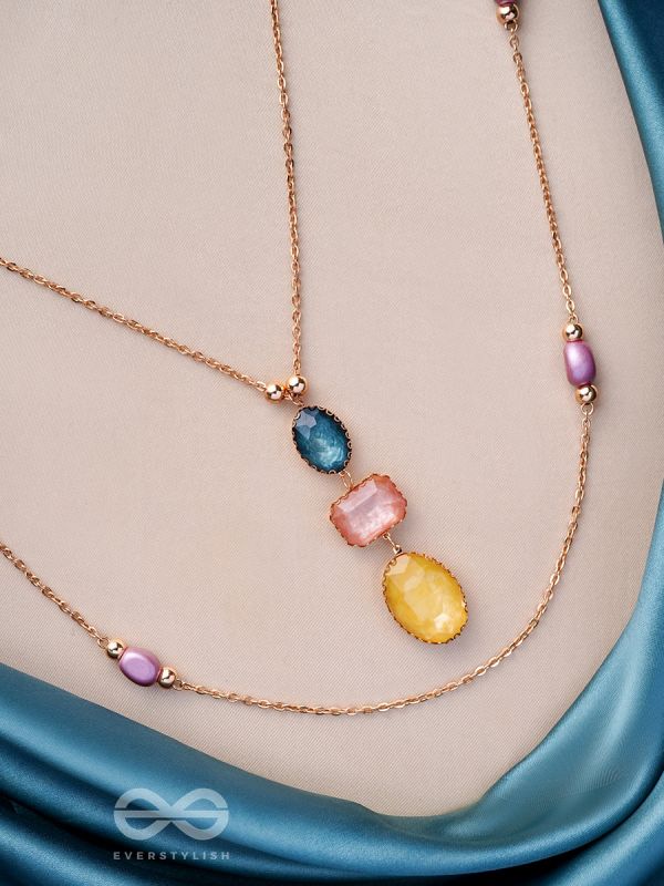 The Cosmic Cluster- Golden Embellished Layered Necklace With Anti-Tarnish Coating 