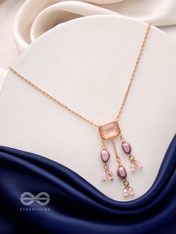 The Lavender Hues- Golden Embellished Necklace With Anti-Tarnish Coating 
