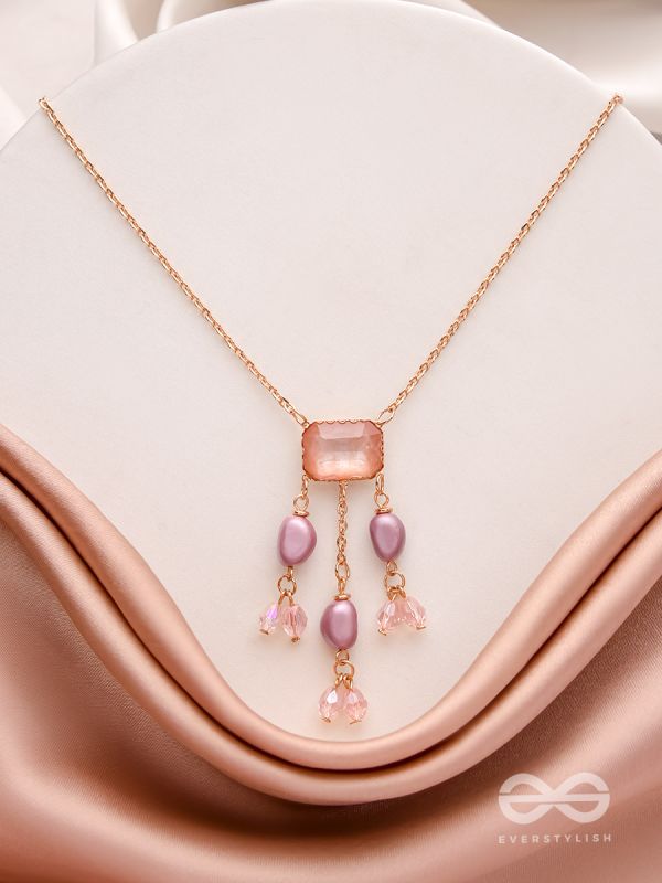 The Lavender Hues- Golden Embellished Necklace With Anti-Tarnish Coating 