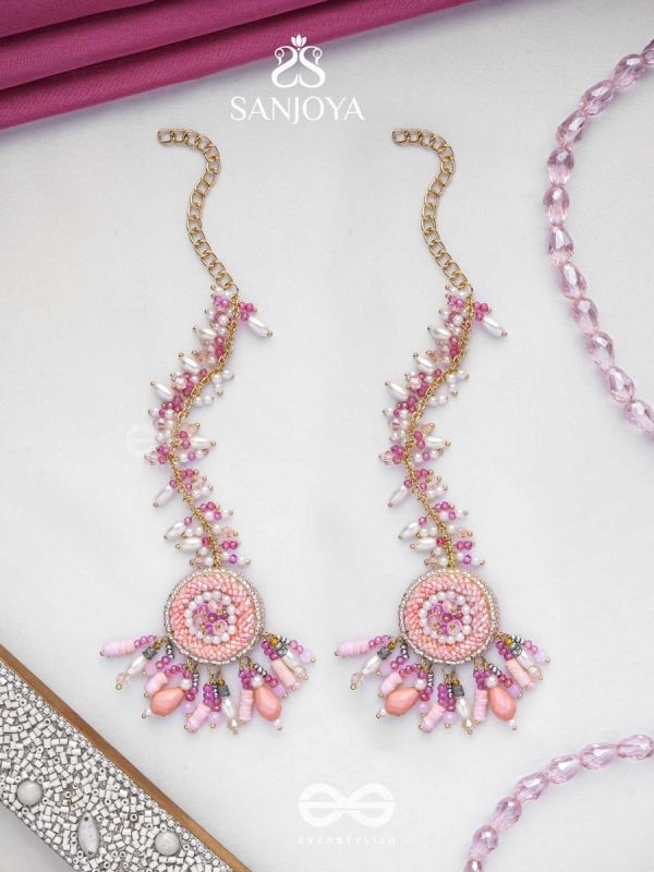 Priyaala- The Flower Vine- Pearls & Sequins Embroidered Chain Earrings