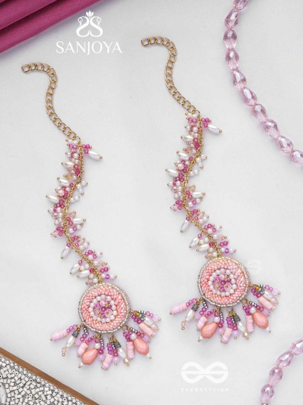 Priyaala- The Flower Vine- Pearls & Sequins Embroidered Chain Earrings