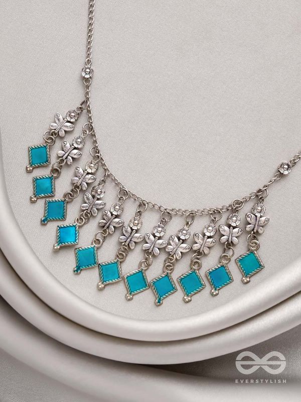 Blossoms n' Butterflies- Oxidised Enamelled Necklace