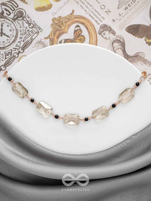 The Shimmering Nightfall- Golden Embellished Necklace