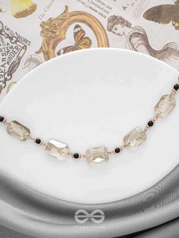 The Shimmering Nightfall- Golden Embellished Necklace