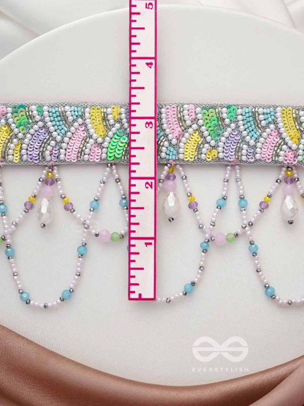 Paatalya - The Flower Meadow - Sequins, Beads And Glass Drops Hand Embroidered Choker Necpiece